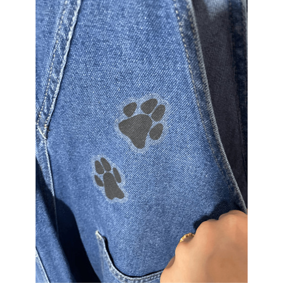 Vintage Hank's 70's Denim Large Women's Yorkie Dog Short Overalls - Picture 5 of 5